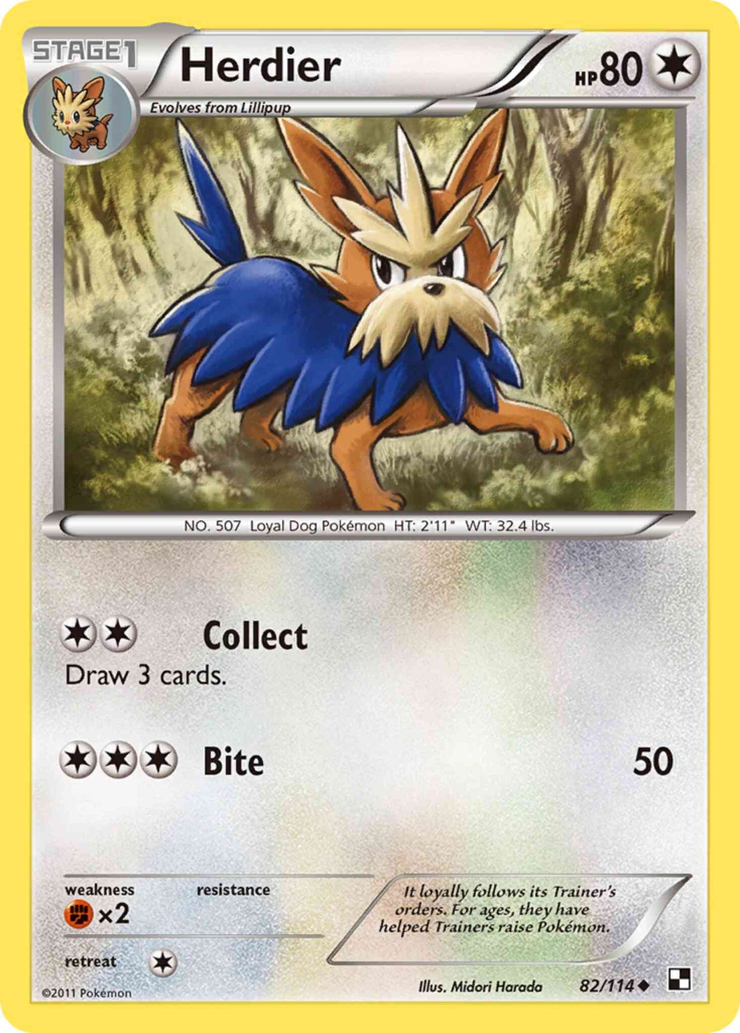 Herdier - 82/114 - Uncommon [bw1-82] [Reverse Holo]