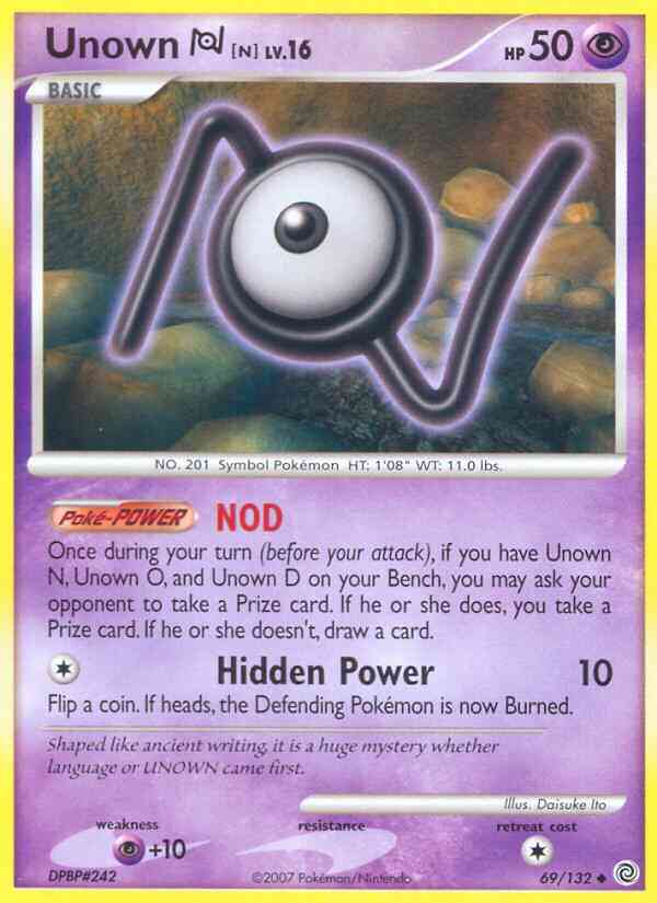 Unown N - 69/132 - Uncommon [dp3-69] [Reverse Holo]