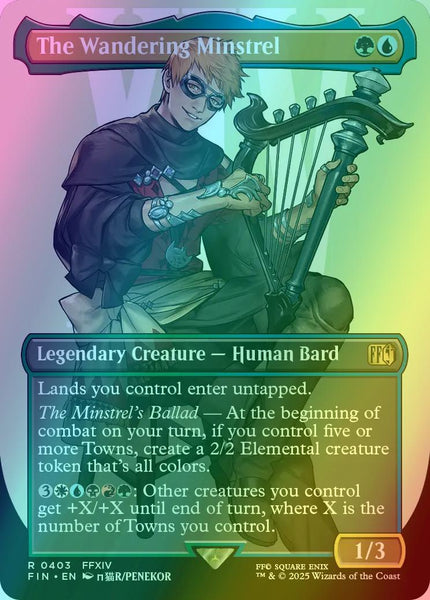 mtg final fantasy the wandering minstrel (Borderless) (Surge Foil) if you control five or more Towns THE WANDERING MINSTREL X4 Final