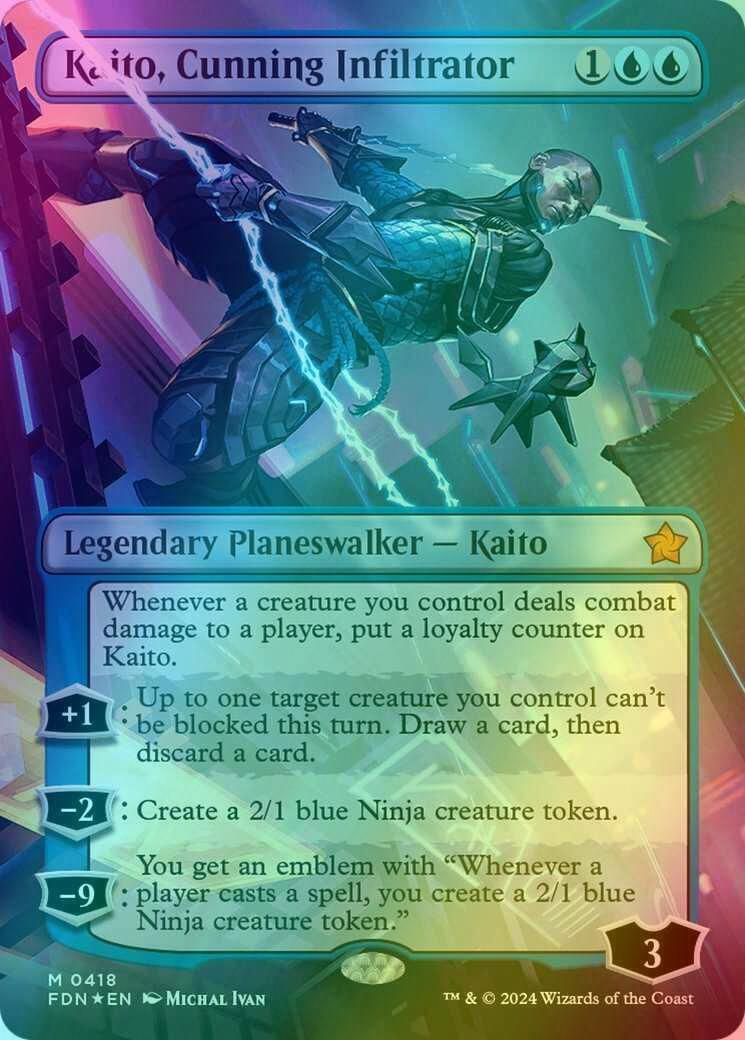 Kaito, Cunning Infiltrator [418] [Borderless] [Foundations] [Mana Foil]
